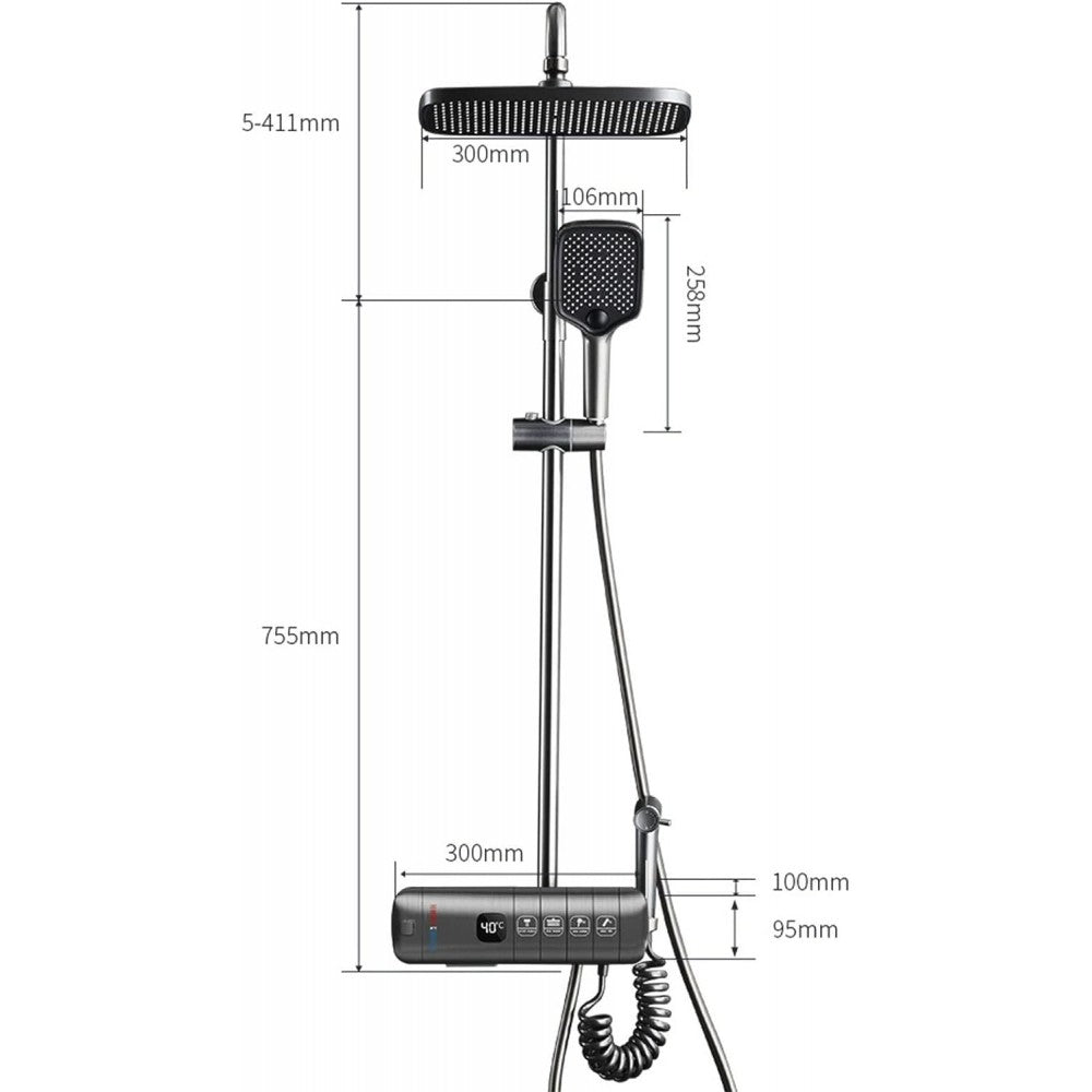 Sistema de ducha de 4 funciones "LUXE" Gris SD-20