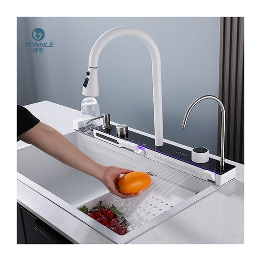 Fregadero de cocina inteligente Whale Sink, blanco 75×46×22 cm