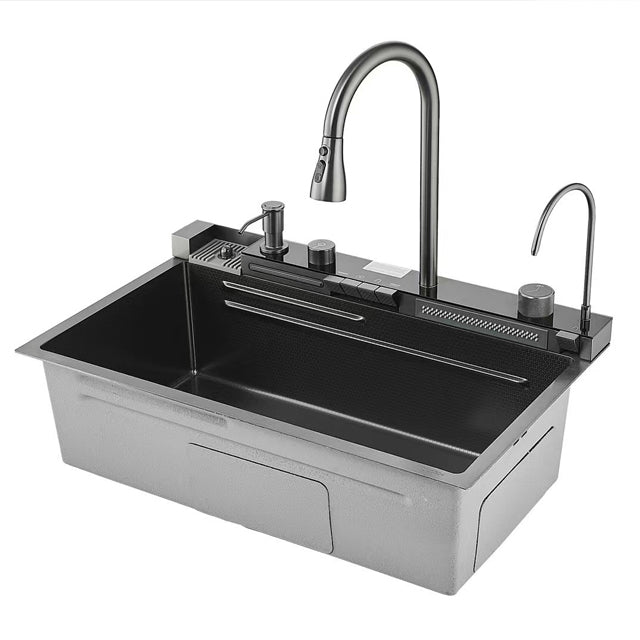 Fregadero de cocina inteligente Whale Sink, gris 75×46×22 cm